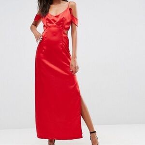 WYLDR Red Maxi Gown Party Dress XS Event Wedding Cocktail Cut Out Prom